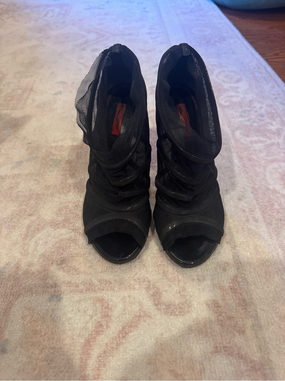 Dolce & Gabbana Black Mesh Peep-Toe Ankle Booties